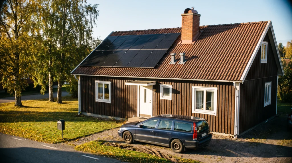 Villa med solceller inför hösten 2026
