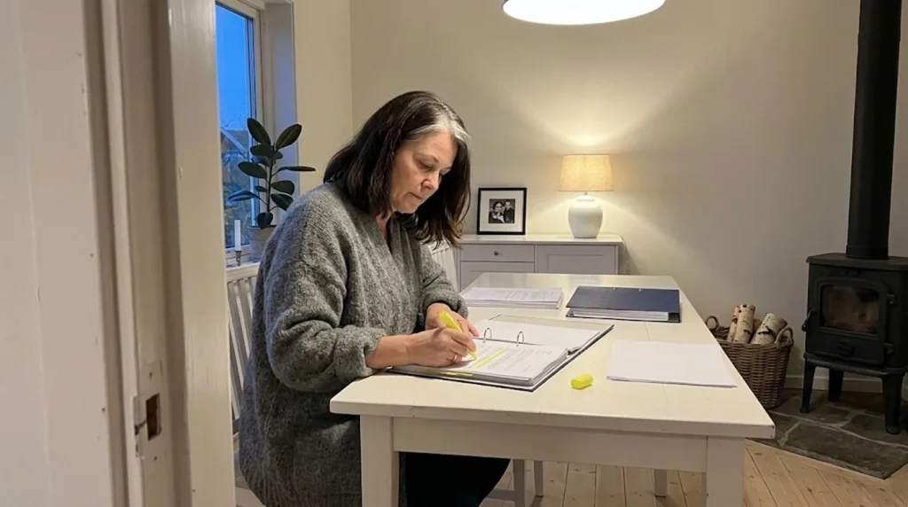 Villaägare går igenom avtal och garantivillkor för solcellsköpet